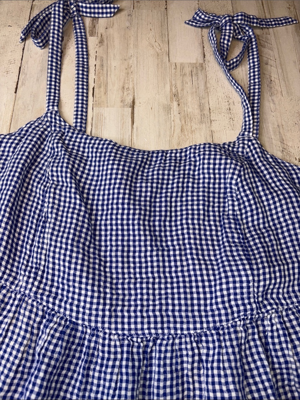 Old Navy Blue Gingham Tie-Strap Peplum Cami Plus Size 3X & 4X - Picture 6 of 12